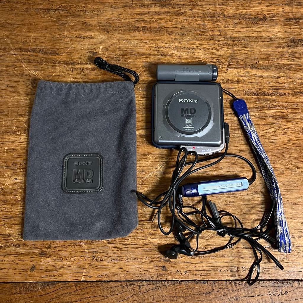 動作品 SONY MDウォークマン MZ-E45 リモコン 単三電池ケース付き ソニー WALKMAN レトロ MDプレーヤー