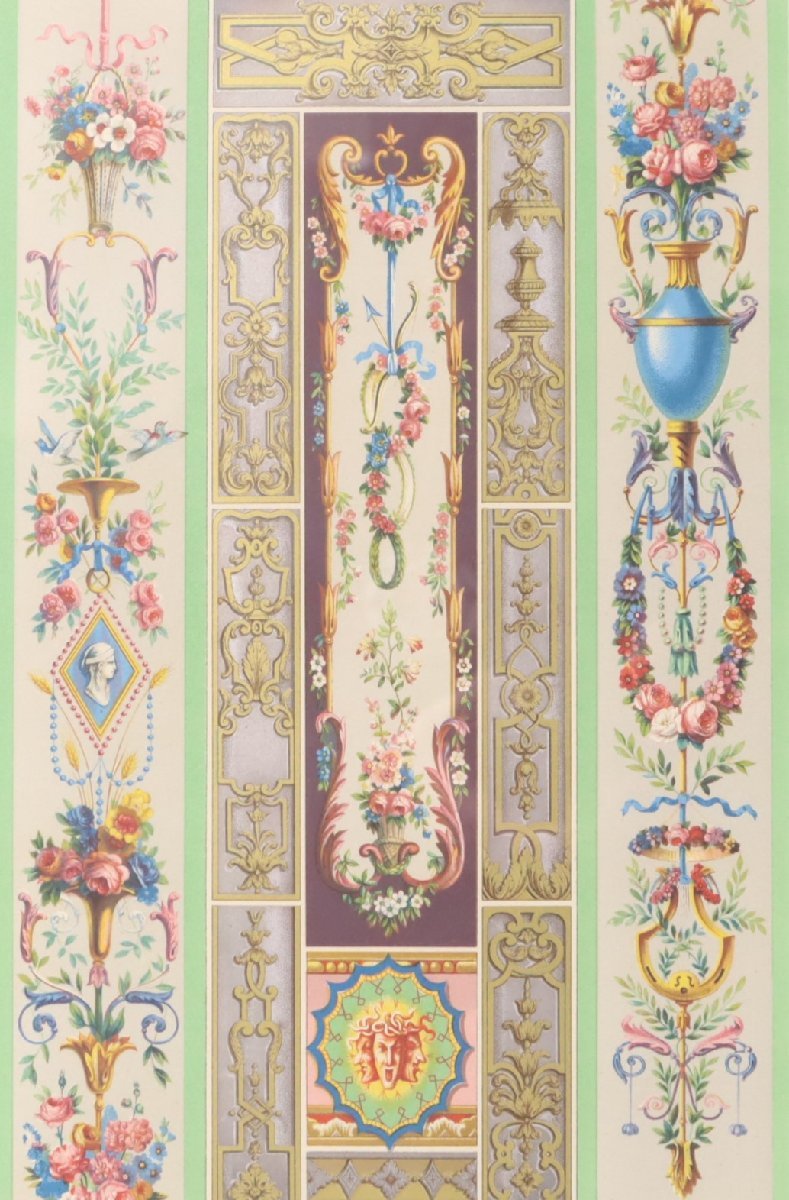 絵はがき M.A.ラシネ 「色彩紋様装飾画」 リトグラフ 額装品 / M