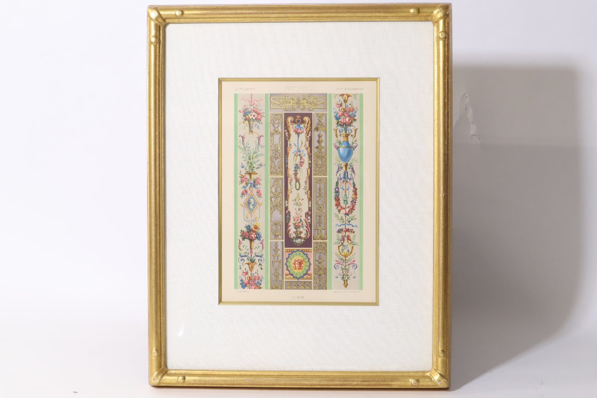 絵はがき M.A.ラシネ 「色彩紋様装飾画」 リトグラフ 額装品 / M