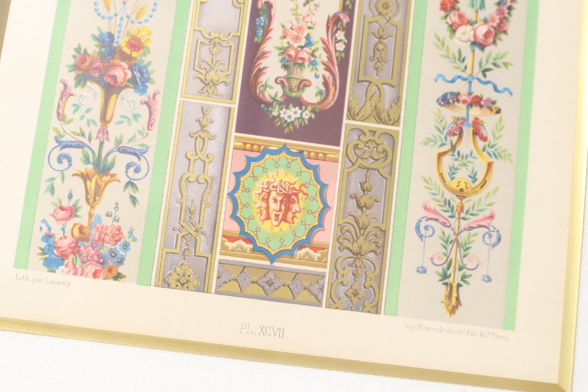 あんり様 絵はがき M.A.ラシネ 「色彩紋様装飾画」 リトグラフ 額装品 / M