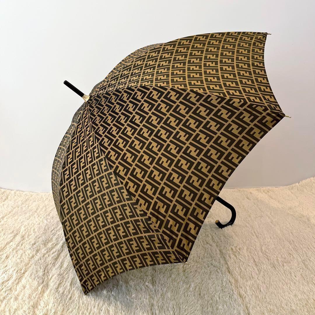 美品】 FENDI フェンディ 長傘 90cm ズッカ 総柄 ブラウン