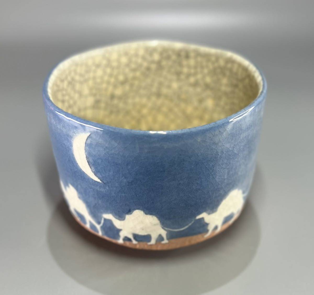 楽焼 川崎和楽(造) 七世 御題茶碗 シルクロード絵 茶道具 茶碗