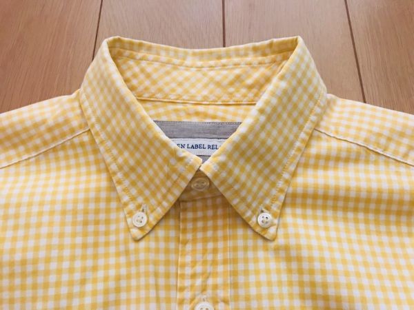 【良品】ユナイテッドアローズ★チェック柄BDシャツ★イエロー×白★L