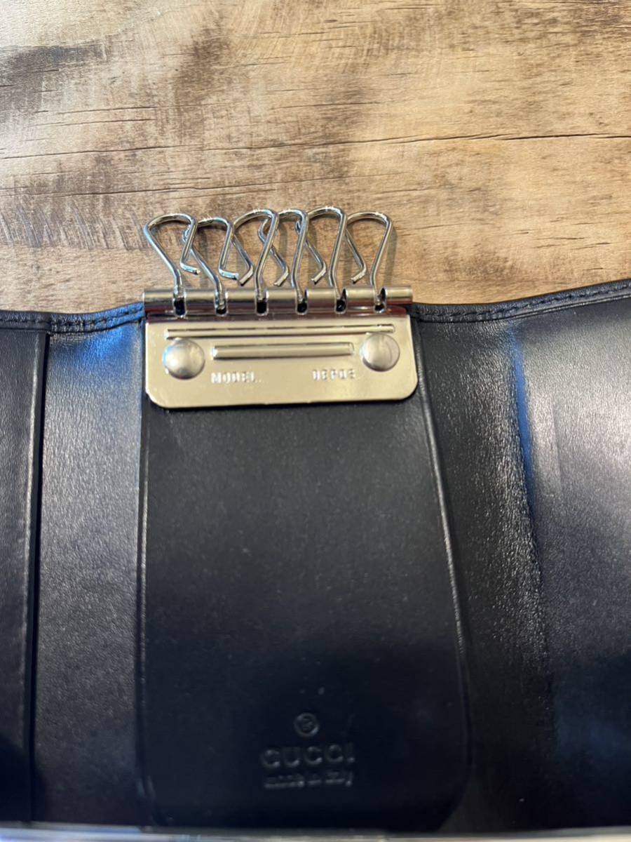 新品！未使用！箱付き！GUCCI グッチ イタリア製 6連 キーケース GC柄 小物 キャンバス レザー 黒 ブラック 正規品 鑑定済み グッチ GUCCI 未使用 ジップアラウンドウォレット 長財布 ハウンド