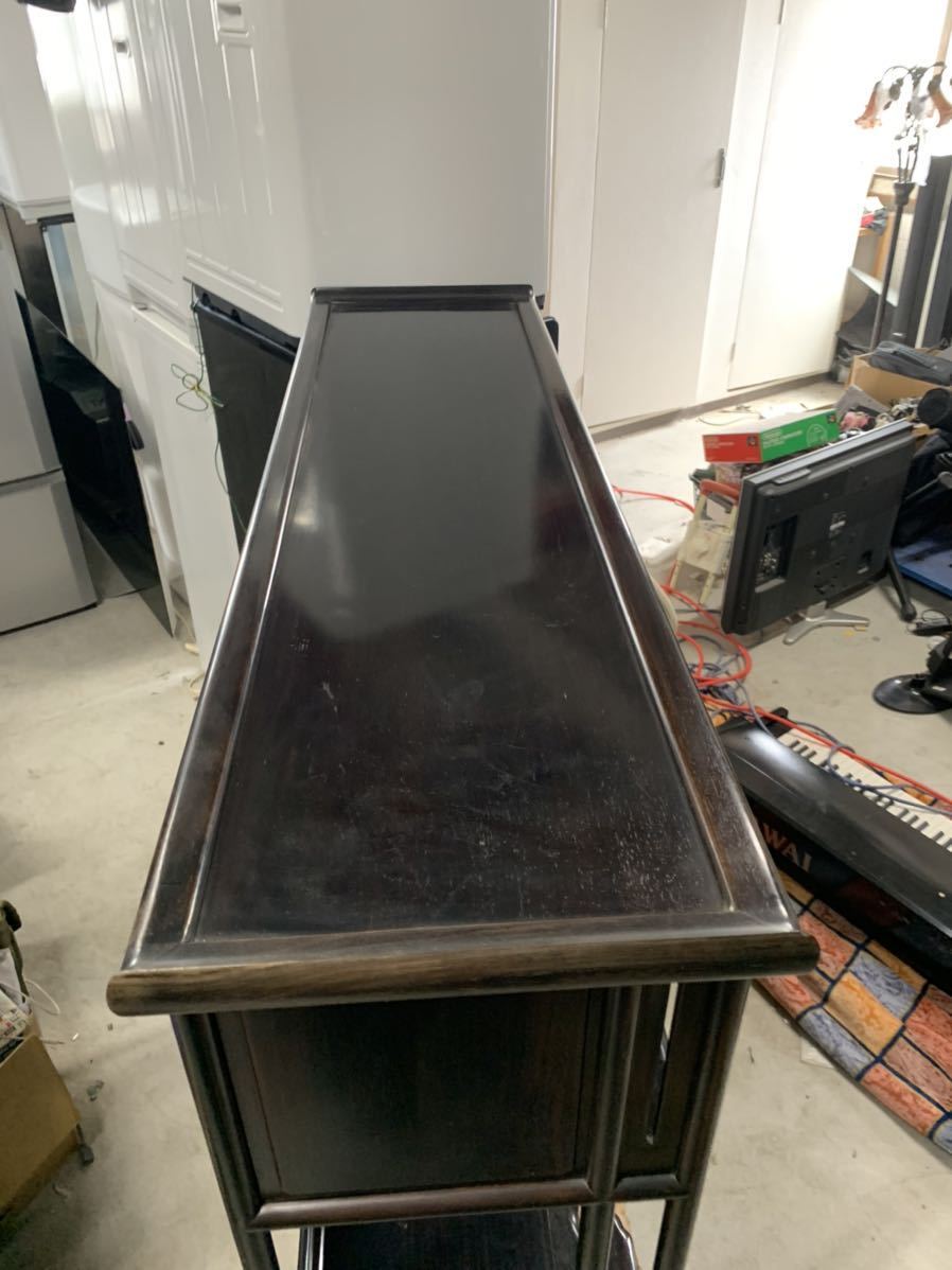 唐木 黒檀飾り棚 煎茶道具 和家具 茶棚 茶箪笥 違い棚 飾棚 横幅122 高
