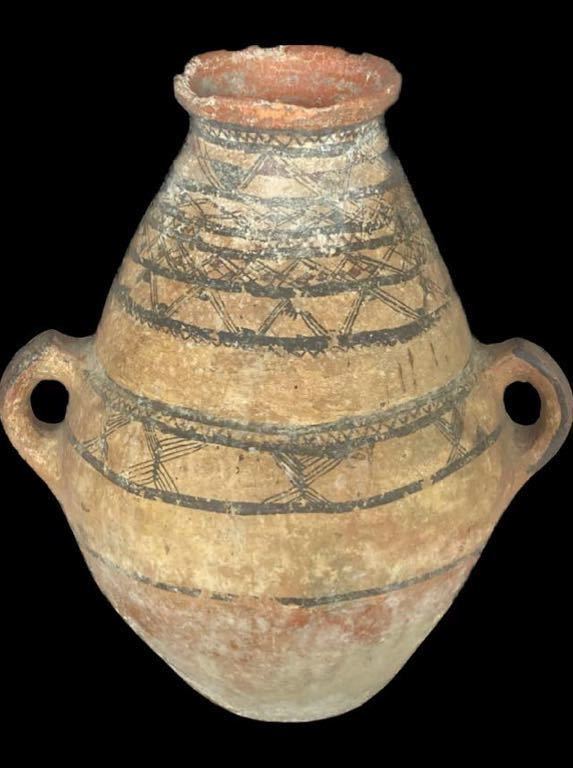 紀元前3000年期 西北イラン テペシャルク土器 彩陶片手付壺 箱付 発掘