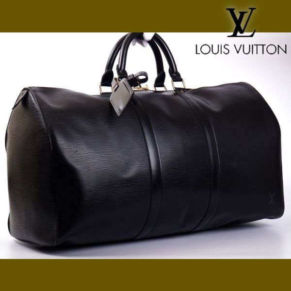 【極美品】ルイヴィトン Louis Vuitton エピ キーポル50 ボストンバッグ 旅行バッグ メンズ レディース かばん ブラック 定価約25万 6445