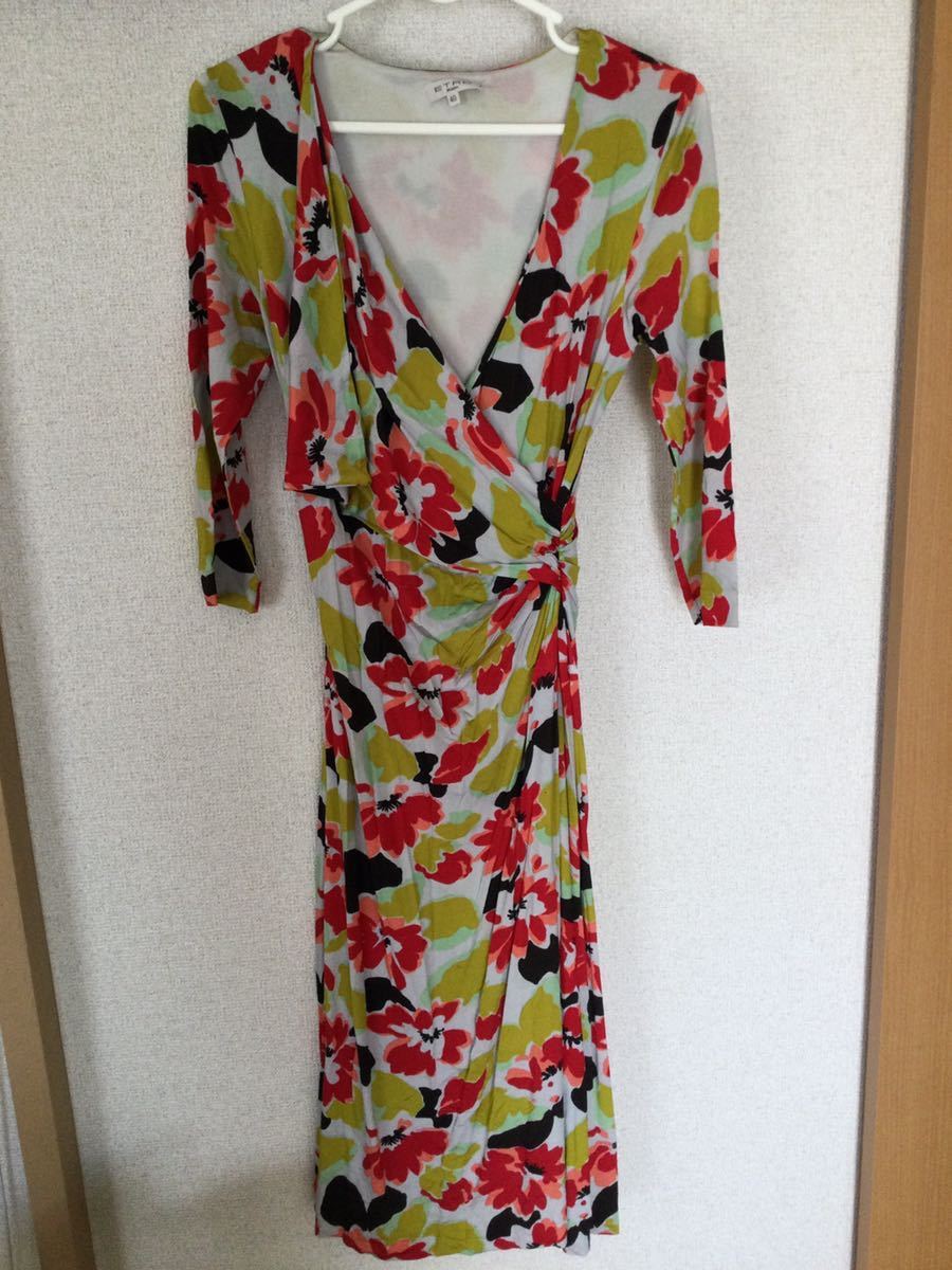 ETRO エトロ ワンピース 44 L 花柄 幾何学 紫 ウール混 イタリア製