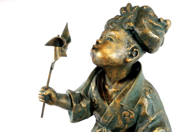 格安，大得価 清河宗翠/「祭」/ブロンズ像/男子像/高:49cm/重:9.5