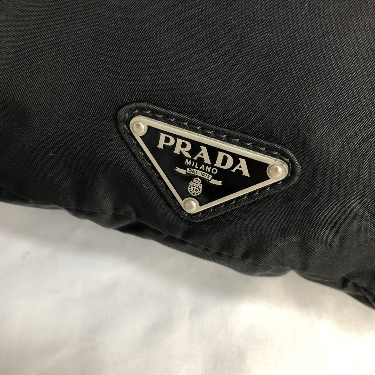 1円 極美品 PRADA プラダ 三角プレート ロゴ テスートナイロン 