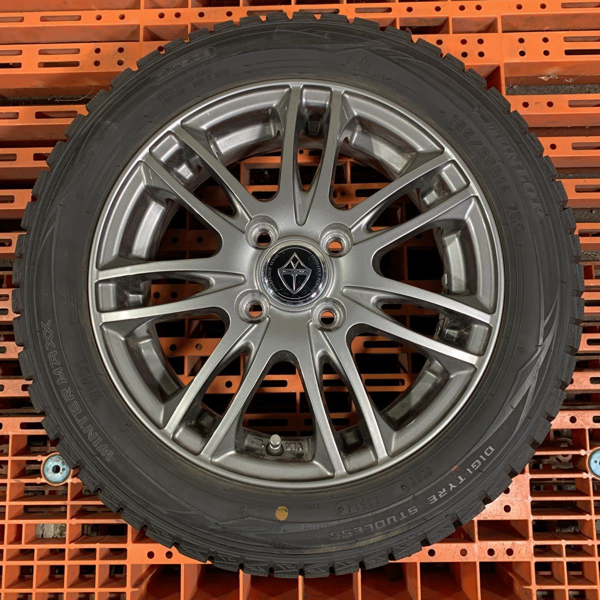 155/65R14 ホイール/スタッドレスタイヤ 4本 アルミホイールセット スタッドレスタイヤアルミホイール付き 155 65r14 4本