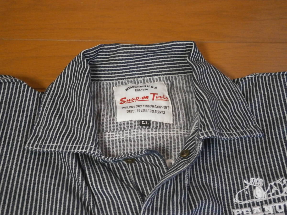スナップオン【Snap-on】ヒッコリーつなぎ☆旧ロゴ総刺しゅう☆Lサイズ
