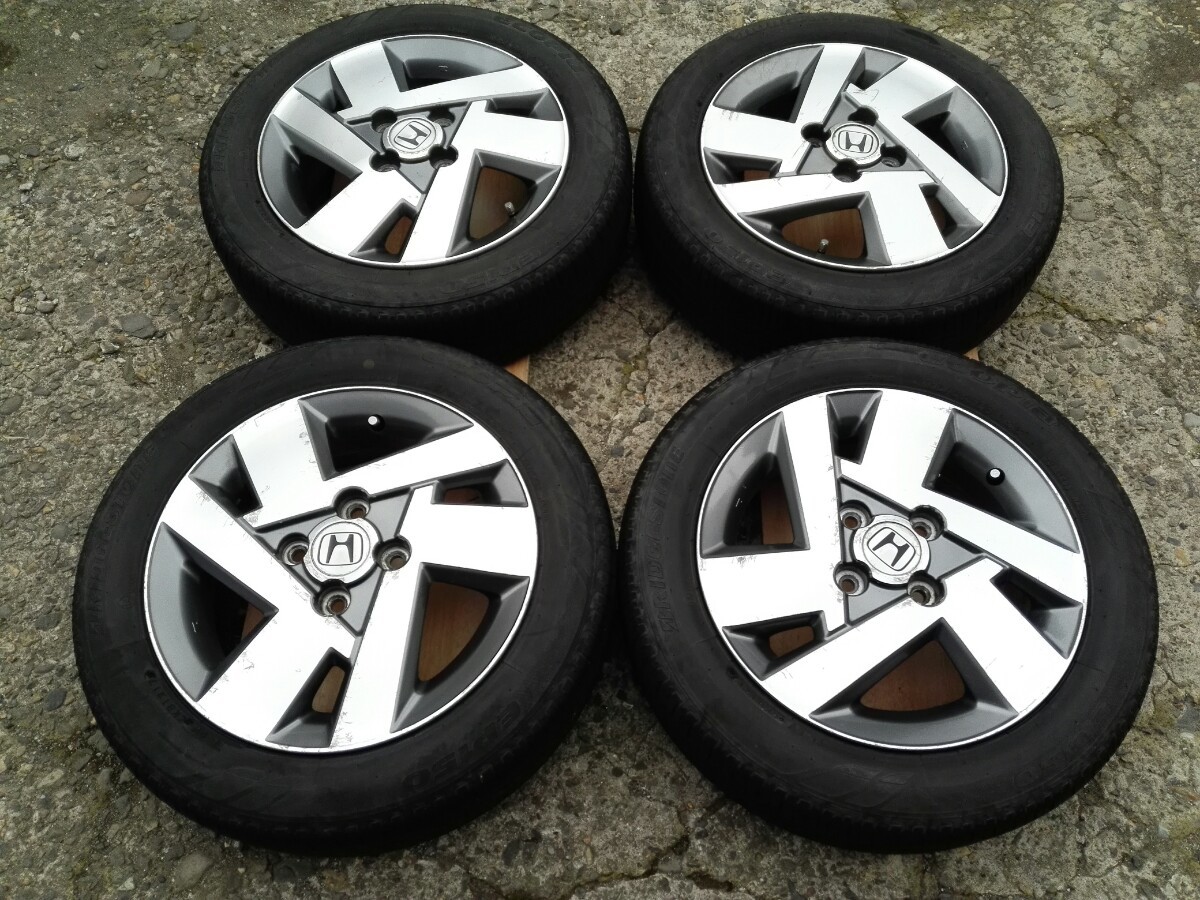 ホンダ純正アルミホイール 14×4.5J PCD100 夏タイヤ付 中古 タイヤ BS