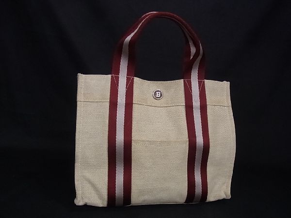 1円 BALLY バリー キャンバス ハンドバッグ トートバッグ 手提げかばん 手持ちかばん レディース アイボリー系 AJ9885ハN