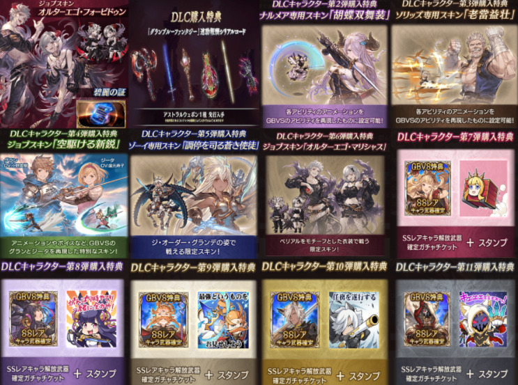 グランブルーファンタジーヴァーサス　シリアルコード　全12点セット　DLC　碧麗の証 オルターエゴ・フォービドゥン　グラブル　ナルメア