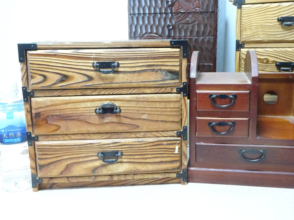 ヴィンテージ 木製 薬箪笥 小物入れ アンティーク 和風 小物入れ まとめて11点セット 木箱 裁縫道具箱