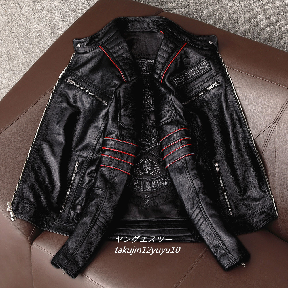 21万 最上級*ナッパ ライダース レザージャケット 新品 プレミアム 豪華刺繍 本革 バイクウェア 最高峰 イタリアンレザー 牛革 L レザージャケット 革 新品 最 ヴィンテージ本革 レザー