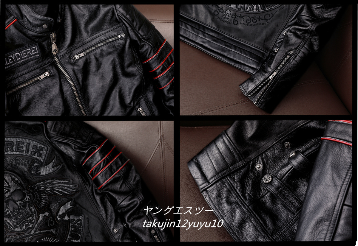 21万 最上級*ナッパ ライダース レザージャケット 新品 プレミアム 豪華刺繍 本革 バイクウェア 最高峰 イタリアンレザー 牛革 L レザージャケット 革 新品 最 ヴィンテージ本革 レザー