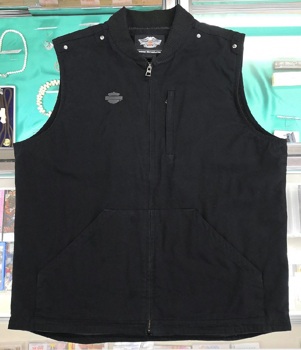 Harley-Davidson 2018モデル コットンベスト 96928-18VM ブラック Lサイズ 襟リブ ハーレーダビッドソン
