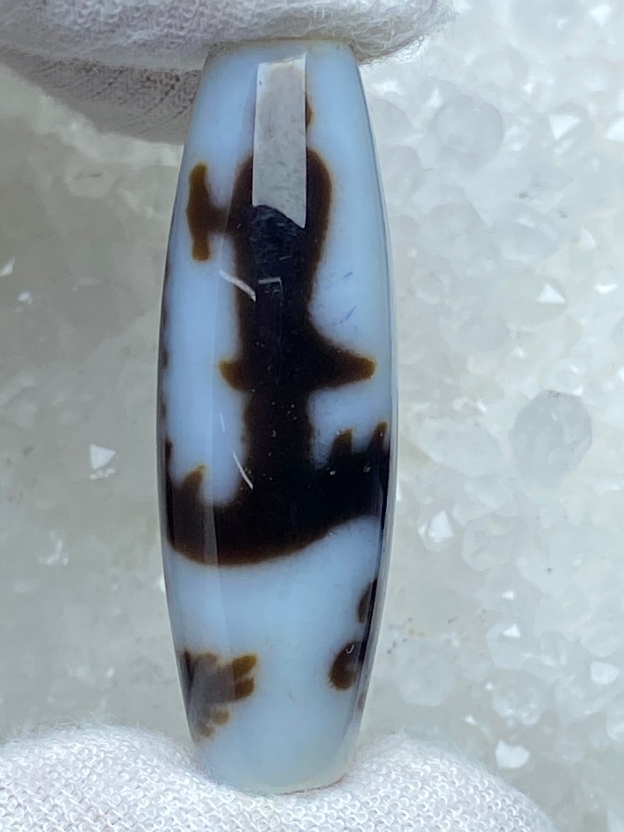 即決 0926h770 新入荷★【チベット龍上観音至純天珠】★ 39.7x13mm（新品）