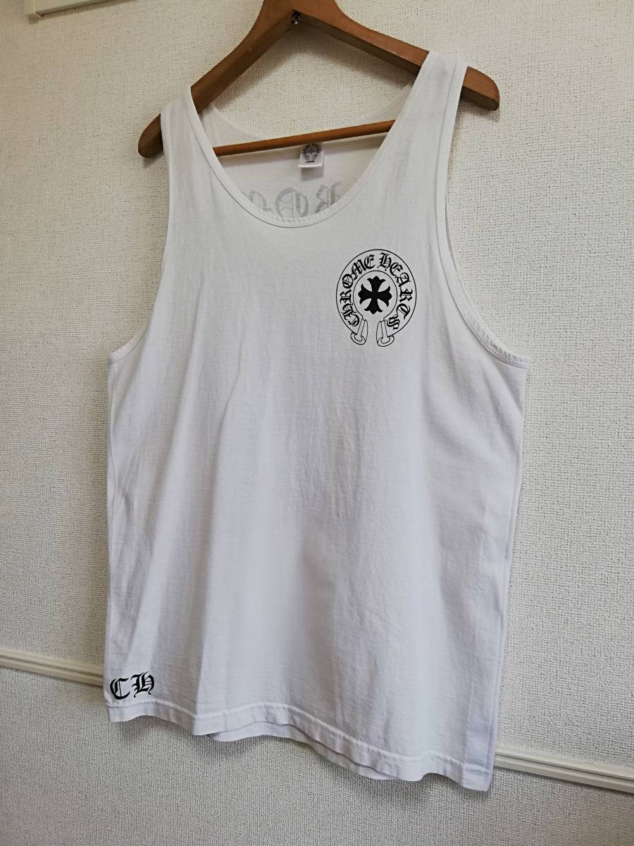 ★送料無料★クロムハーツ★タンクトップ★トップス★オールドイングリッシュ★クロス★ホースシュー★ホワイト★