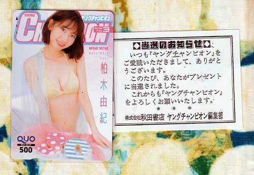  Y37-7 AKB48 柏木由紀 ヤングチャンピオン 抽プレ 当選通知付き クオカード500 QUO ①(クオカード)｜売買されたオークション情報、yahooの商品情報をアーカイブ公開 - オークファン クオカード