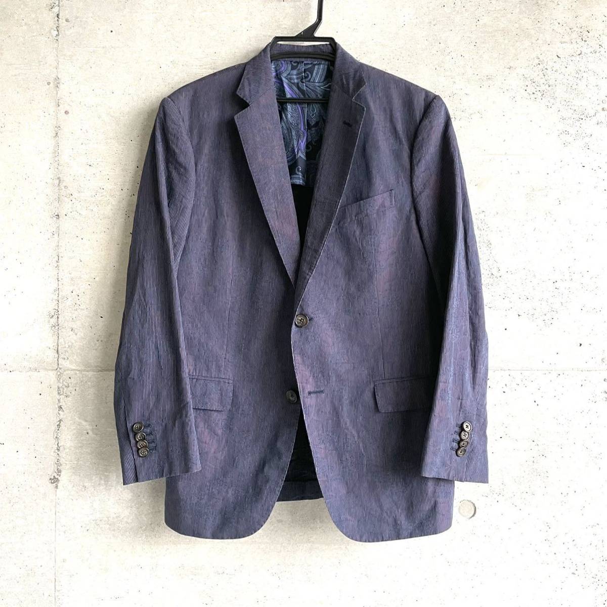 エトロ ETRO セットアップ スーツ ペイズリー 裏地 総柄 ネイビー 0