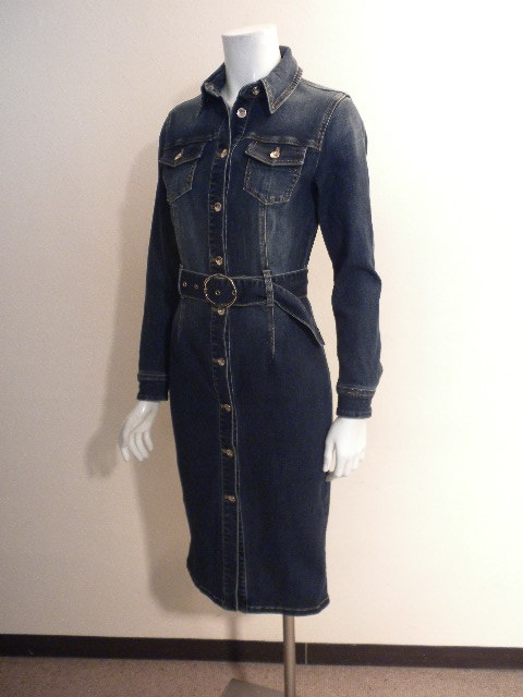 新品2022SSモデル☆彡ITALY『GAUDI JEANS』◇お薦め！ガウディジーンズ◇カッコよく決まる！上質ストレッチデニムタイトワンピ！Sサイズ