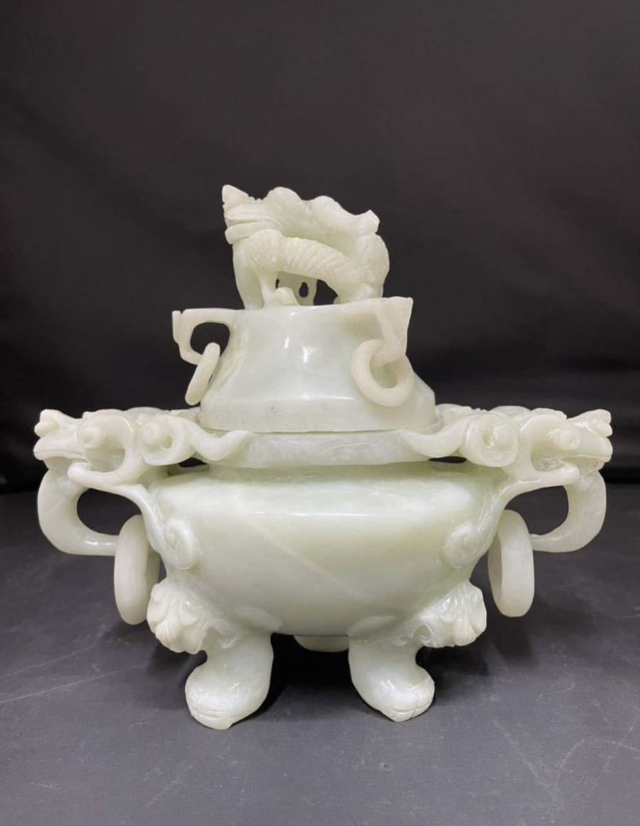 中国 寿山石 古玩 葡萄 玉 細工 時代品 置物 美品 手彫り 高さ27cm