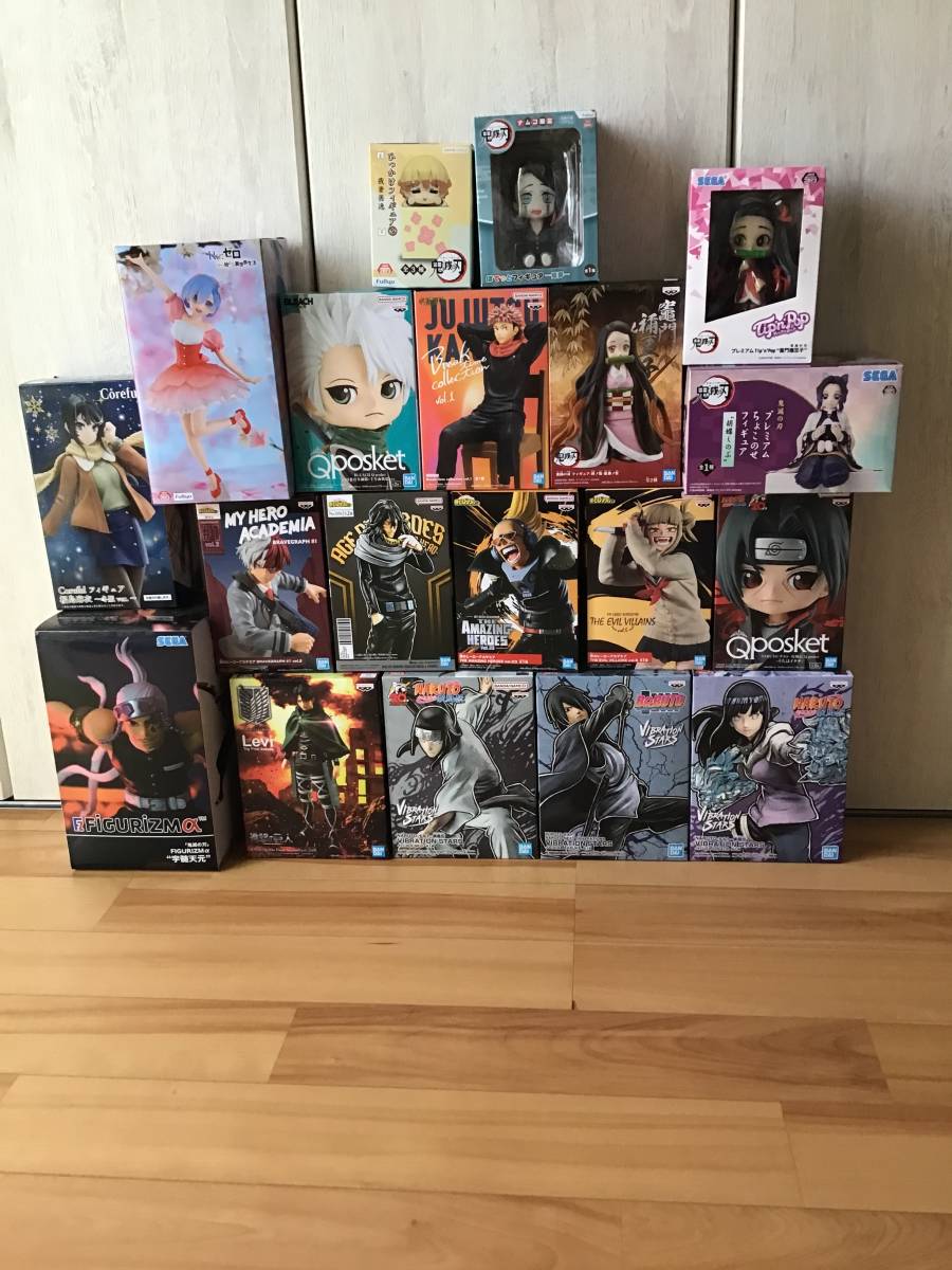 【中古品】プライズフィギュア 計19種セット（ナルト、進撃の巨人、僕のヒーローアカデミア、Re:ゼロ他）