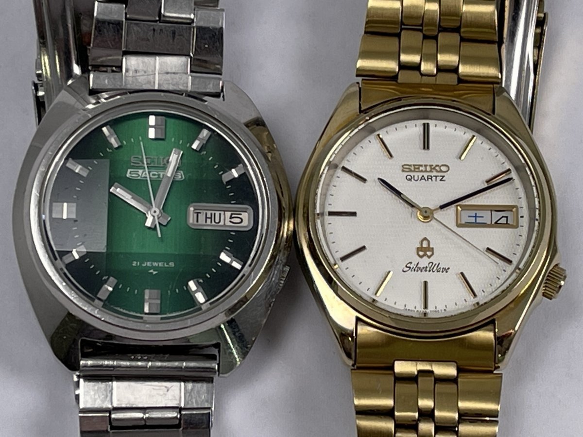SEIKO セイコー5 ACTUS 7019-7350 カットガラス 自動巻 Silver Wave 