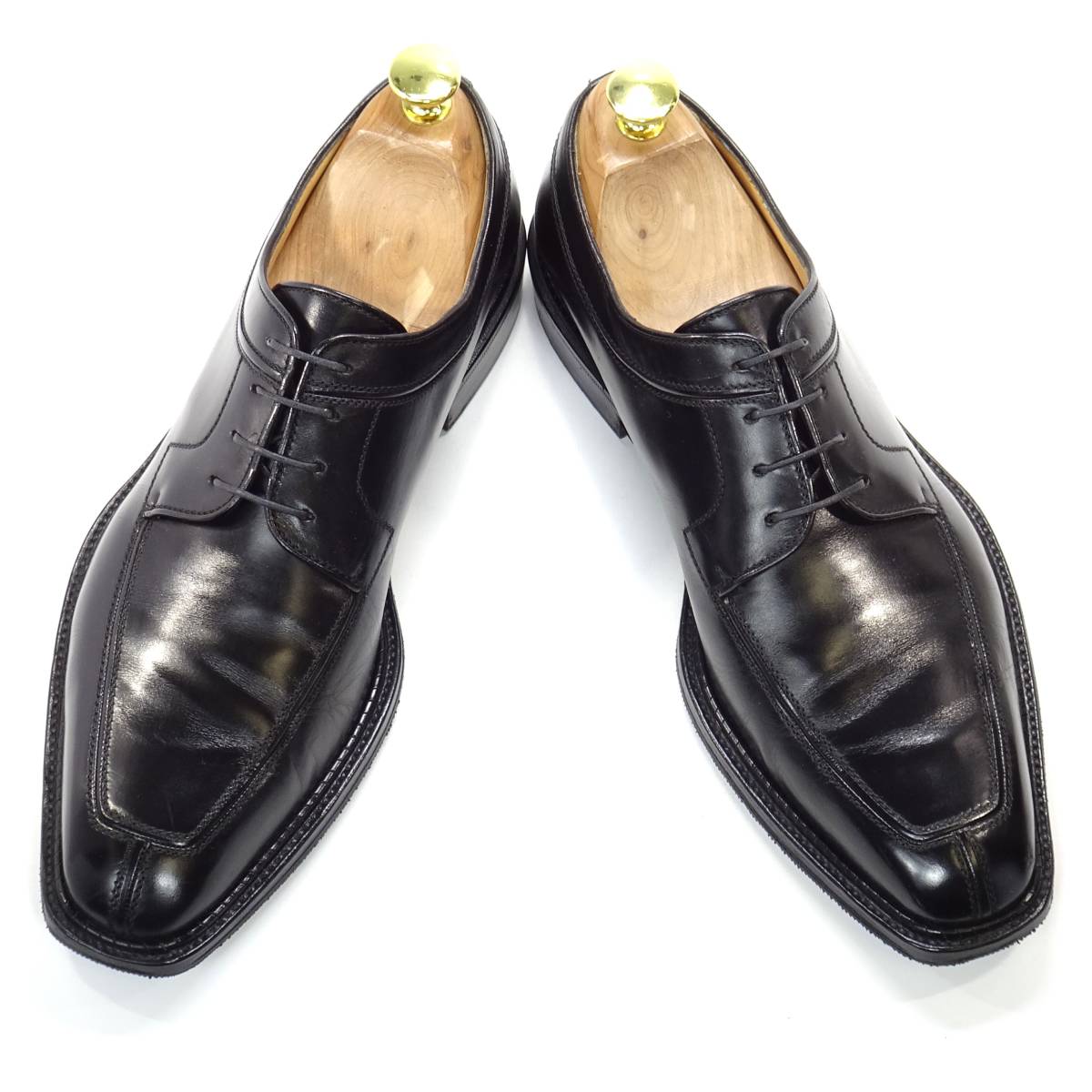 即決 イタリア製 a.testoni BLACK LABEL 26.5cm Uチップ ア・テストーニ メンズ 黒 ブラック BLK 本革 ビジネス 本皮 革靴 高級紳士靴 通勤