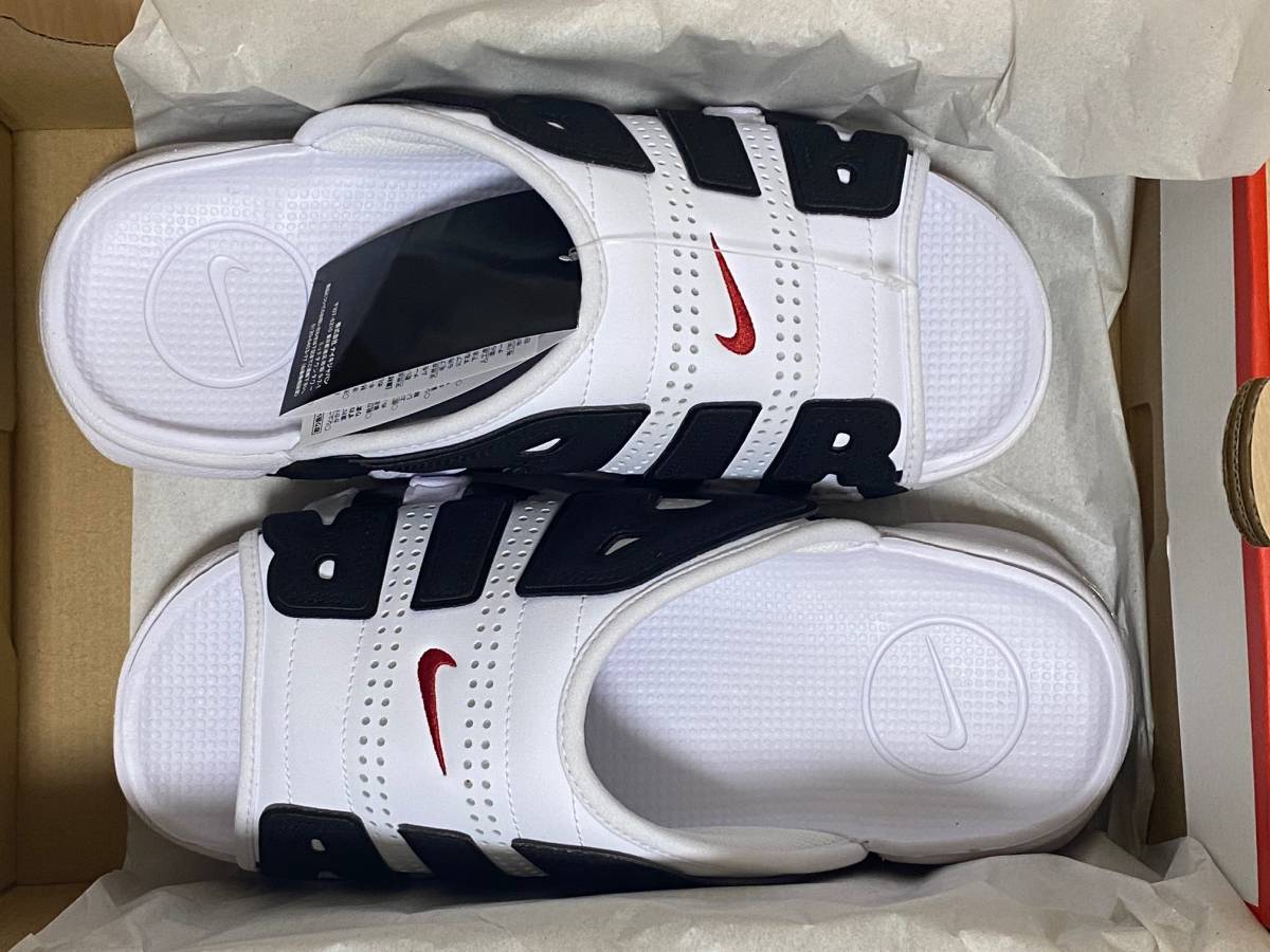国内正規 Nike Air More Uptempo Slide White and Black 27cm US9 