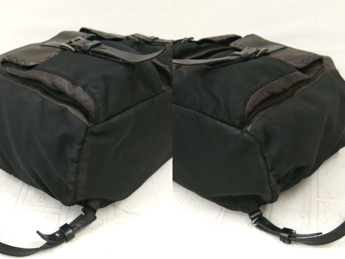 ◇美品◇PRADA プラダ◇ロゴ型押し◇ナイロン ラム レザー 本革 
