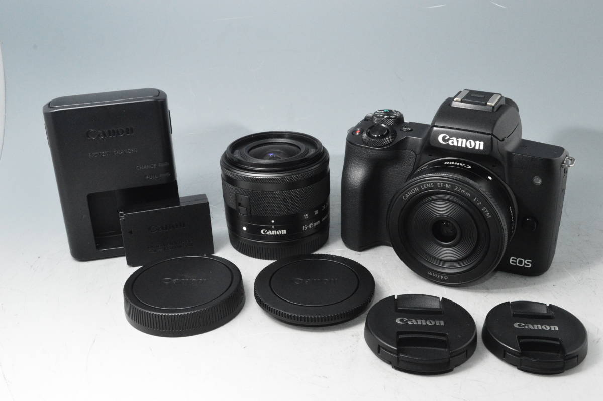 買取 通販 #9705【美品】 Canon キヤノン EOS Kiss M ダブルレンズキット ブラック