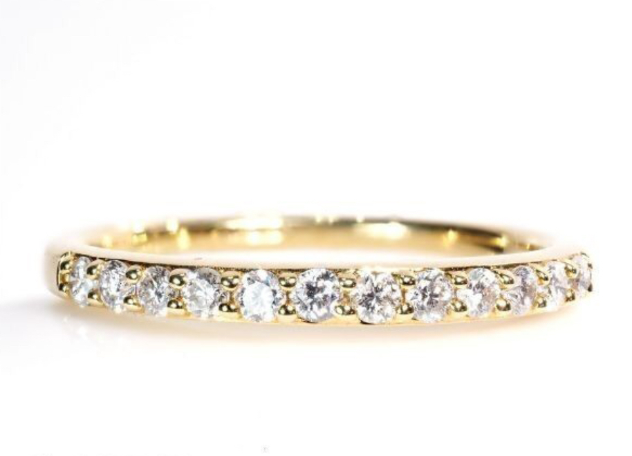 格安スタート! 18金製 刻印 憧れ上品 エタニティ 天然ダイヤモンド リング 指輪 K18YG K18 5612
