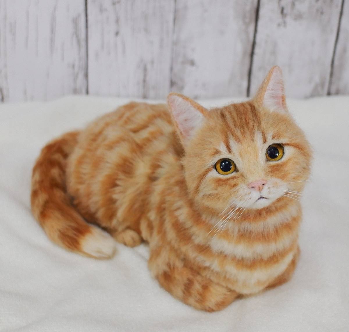 羊毛フェルト ハンドメイド 茶トラ白 猫 【公式通販】