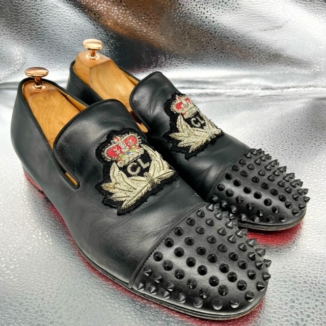 ★Christian Louboutin クリスチャン ルブタン★スタッズ/ローファー/45 27.5/メンズシューズ/カジュアルシューズ/革靴/ブラック/黒