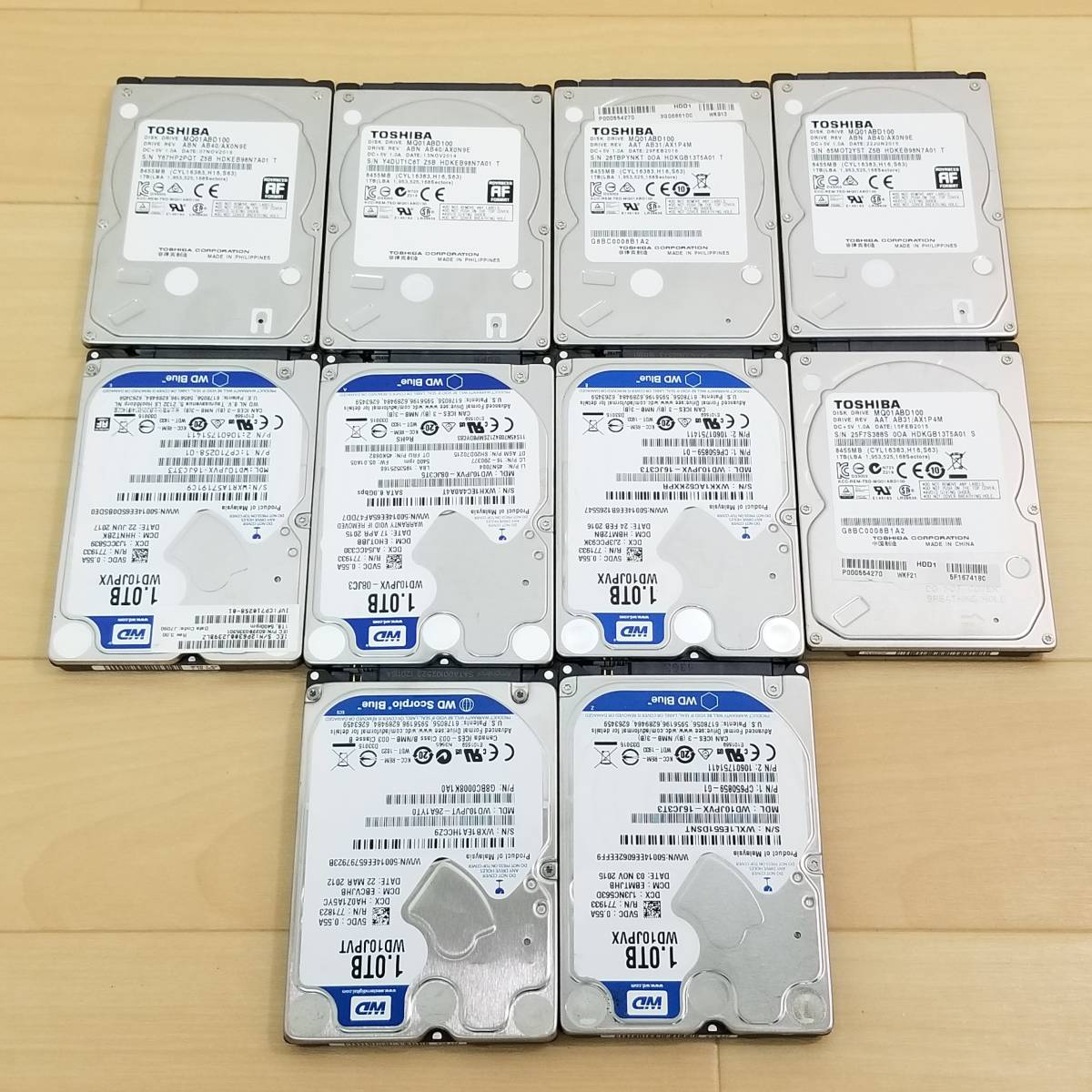 【中古・CrystalDiskInfo正常確認済み】内蔵型HDD【メーカー混在】1TB×10 (B303)