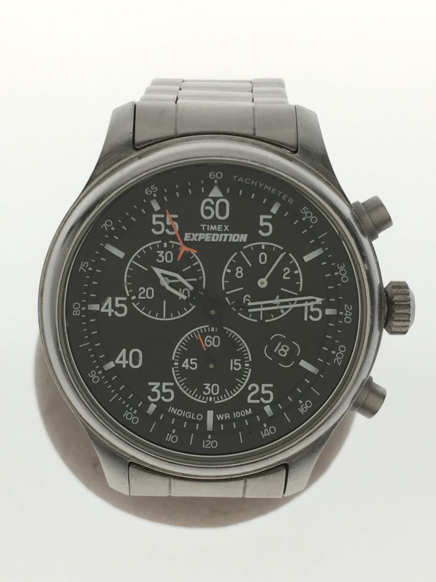 TIMEX◆クォーツ腕時計/アナログ/ステンレス/BLK/SLV