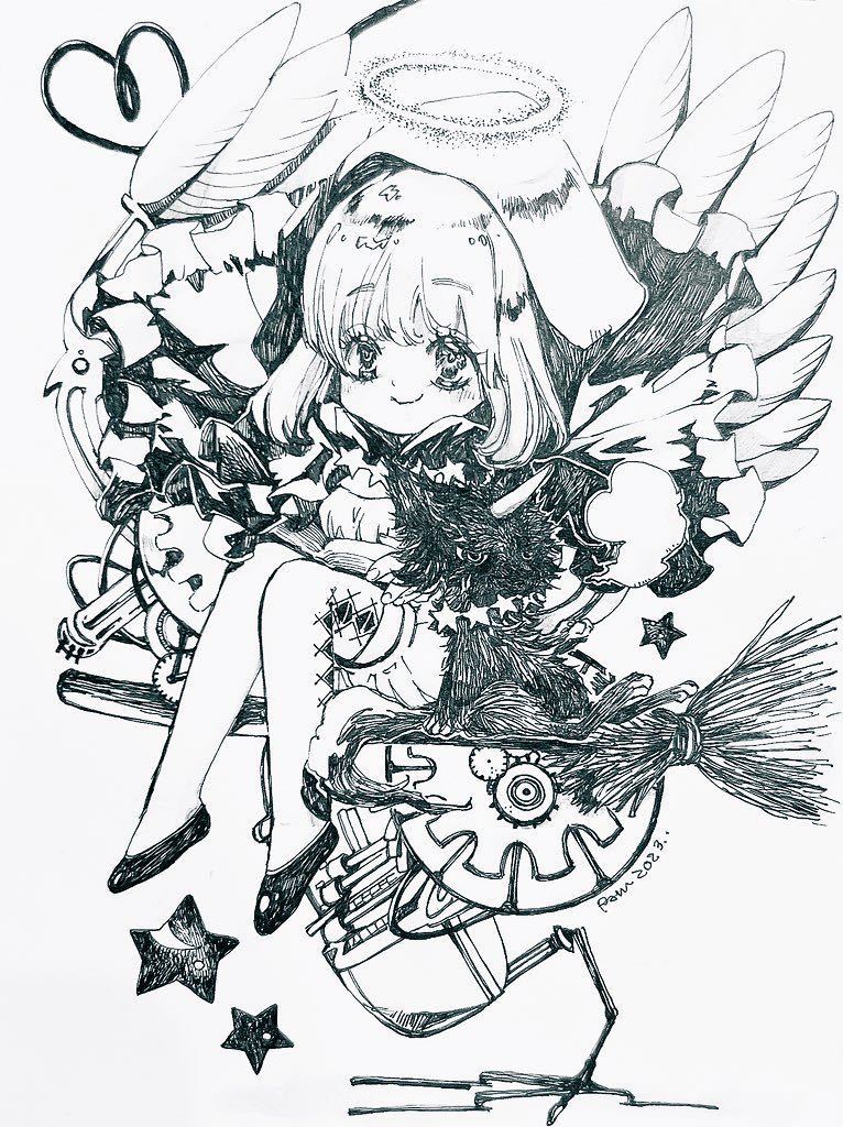 手描きイラスト オリジナル B6 白銀つくも アナログ 原画 メルカリ
