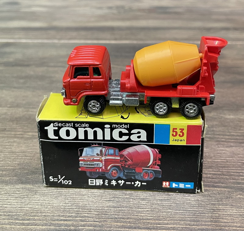 S-180◇tomica No.53 日野ミキサーカー 当時物 黒箱トミカ ミニカー 小文字