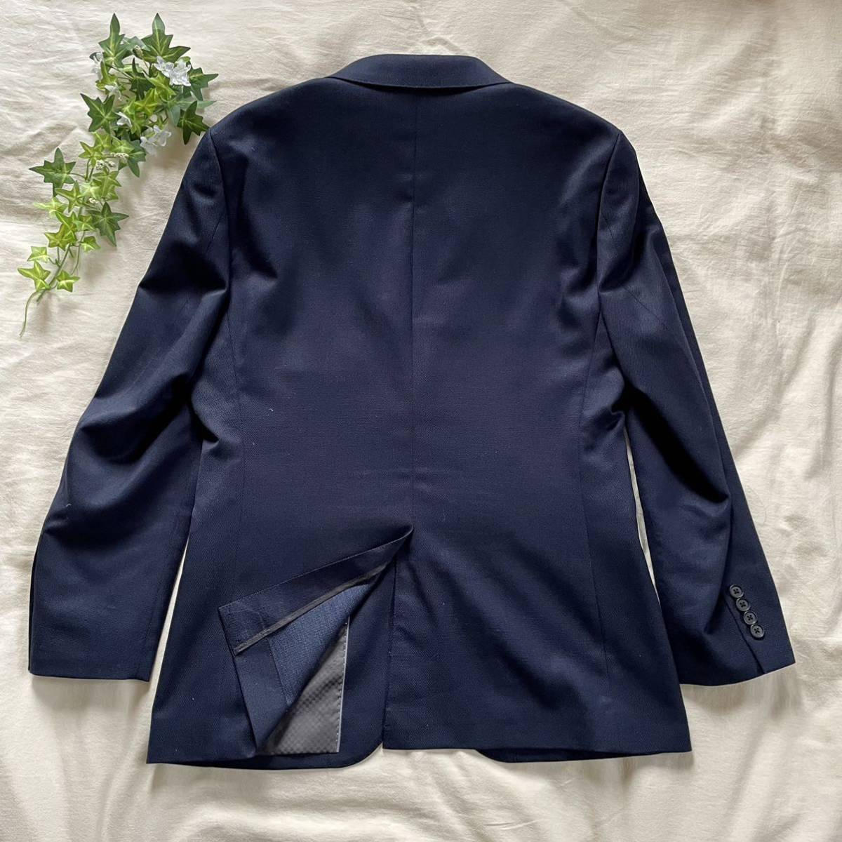 極美品】ORIHICA スーツ セットアップ ネイビー 紺 背抜き 光沢感 