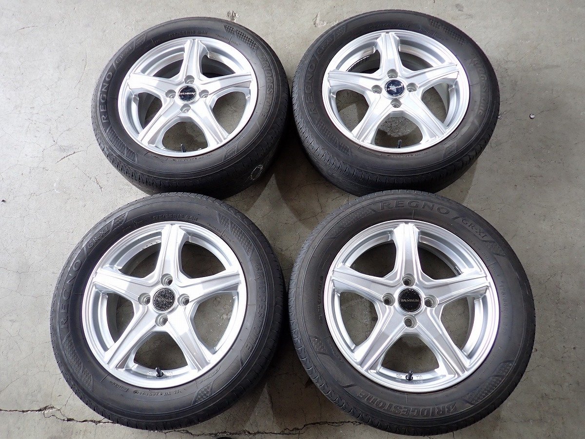 QR6067【送料無料175/65R15】アクア ヴィッツ スペイドなどへ BS REGNO GR-XI 中古夏タイヤ ■15×5J 100/4H ET39■1円スタート