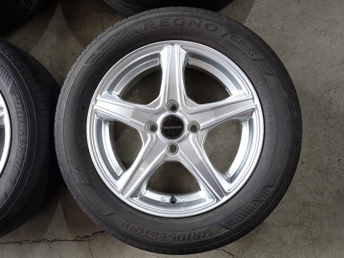 QR6067【送料無料175/65R15】アクア ヴィッツ スペイドなどへ BS REGNO GR-XI 中古夏タイヤ ■15×5J 100/4H ET39■1円スタート