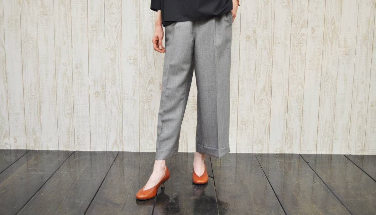 ☆定価1.7万 極美品 Le Glazik ルグラジック WOOL MOHAIR TROPICAL PANTS ウール×モヘア イージー ワイドパンツ サイズ38 グレー