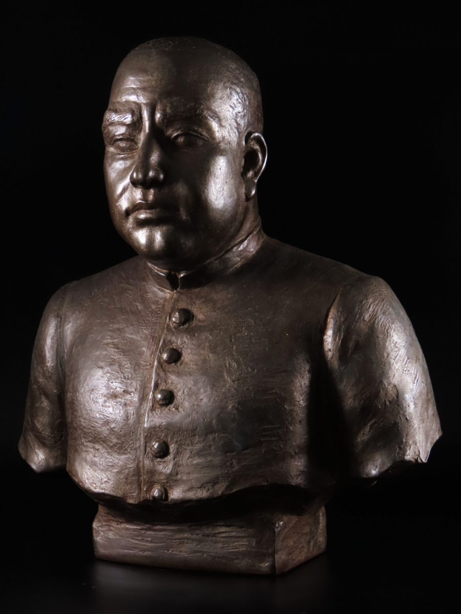 晃】彫刻家 安藤士 作 最上位作 鋳銅 西郷隆盛胸像 敬天愛人 南洲百年 