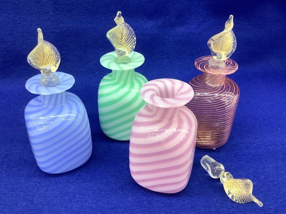 ベネチアンレースグラス 香水瓶 5点セット イタリア製 中古品 ACB 工芸
