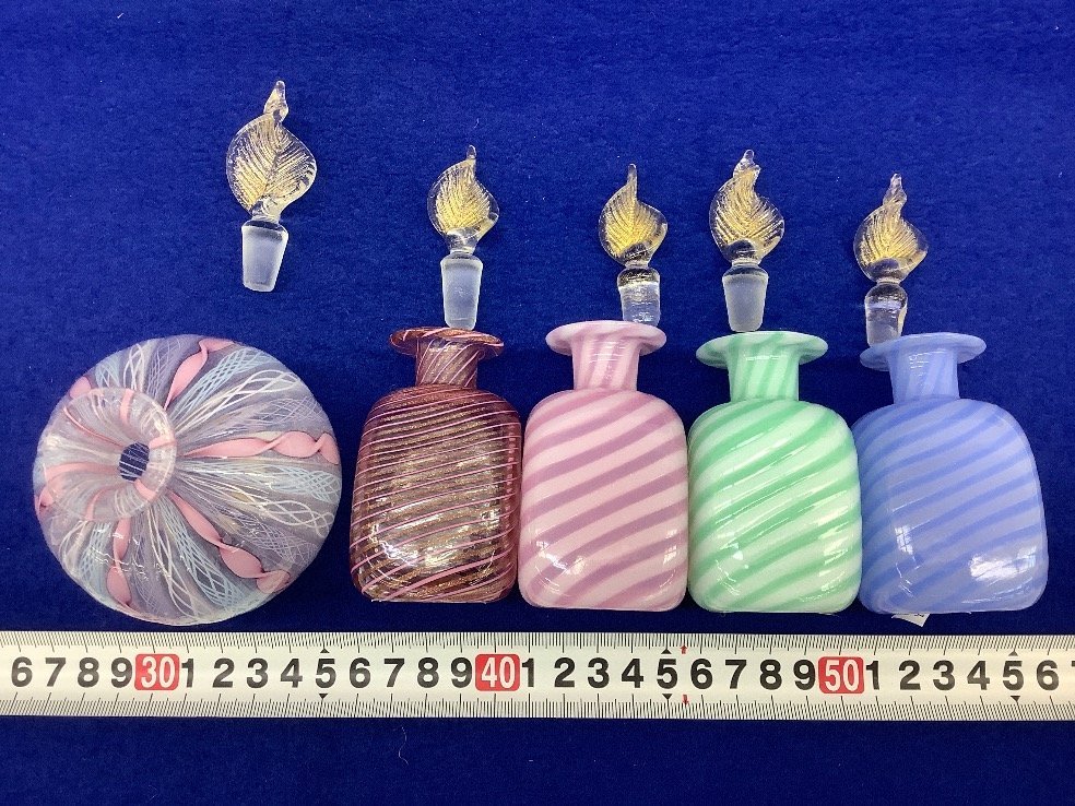 ベネチアンレースグラス 香水瓶 5点セット イタリア製 中古品 ACB 工芸