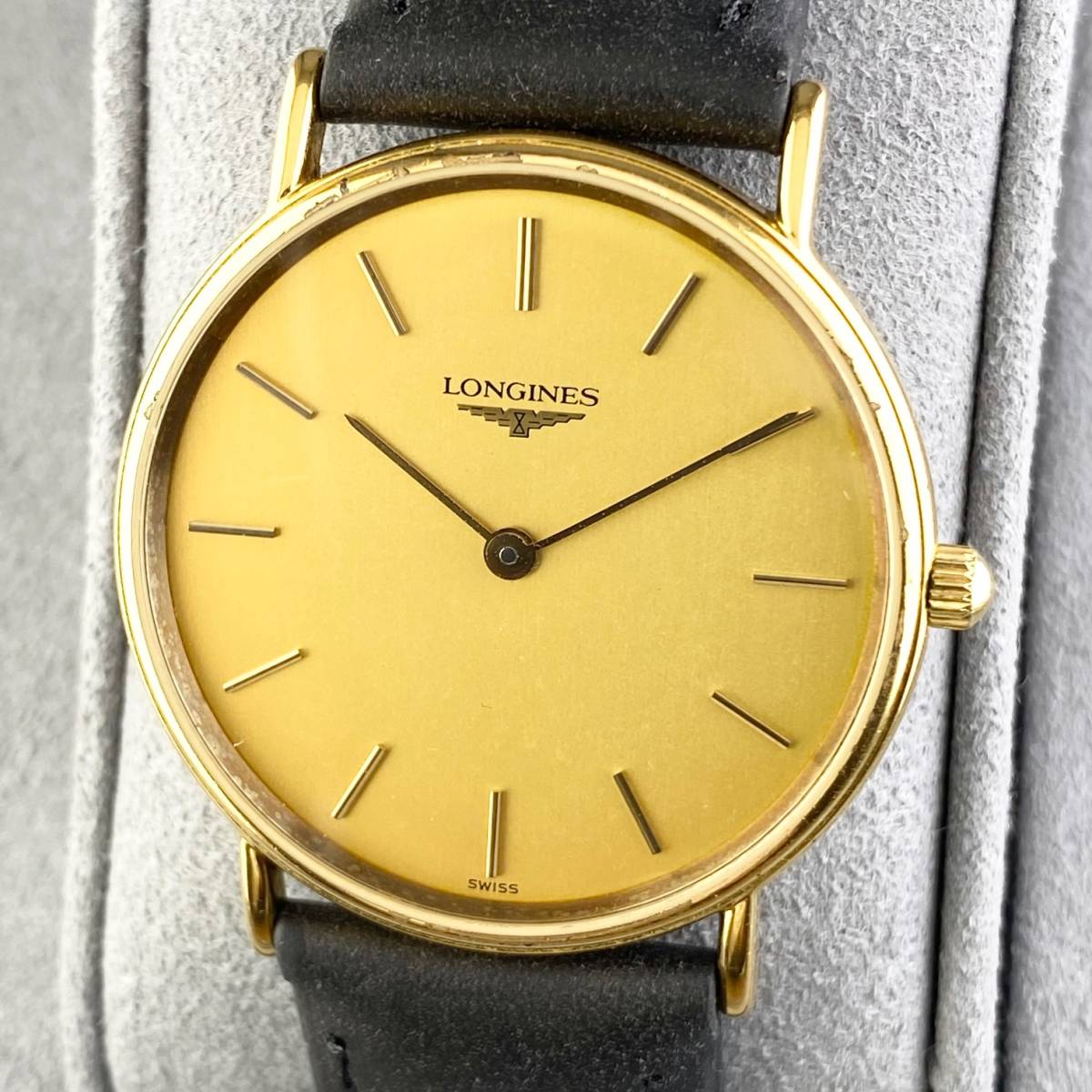 【1円〜】LONGINES ロンジン 腕時計 メンズ L4.637.2 ゴールド文字盤 ラウンドフェイス 可動品